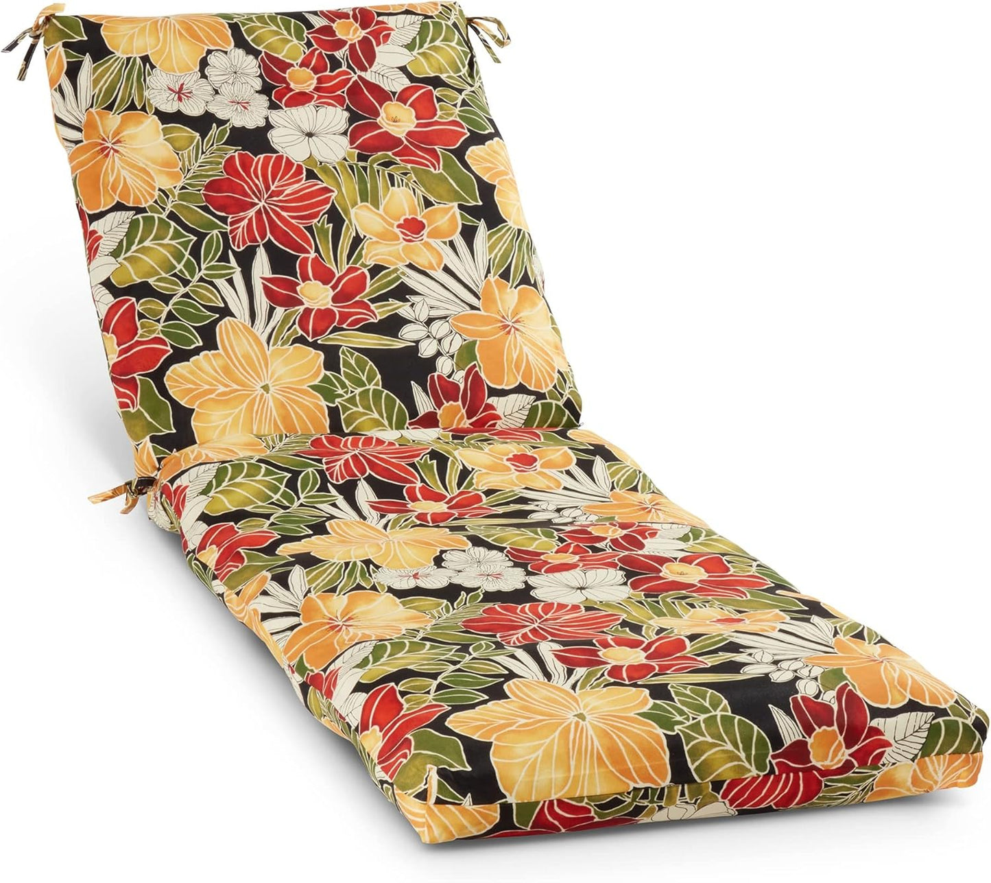 South Pine Porch Outdoor Reversible Chaise Lounge Chair Cushion with String Ties, Jamboree Paisley