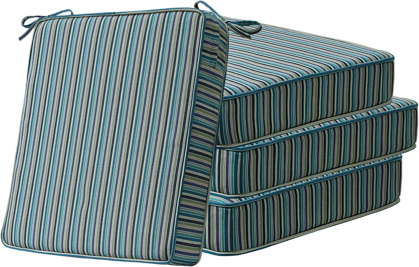 Square Corner Seat Cushions, 19" x 19" x 3", Set of 4, Indoor Outdoor Water Repellent Universal Chair Pads with Ties for Patio Furniture, Garden Deck Dining Chairs, Damask Blue Flower
