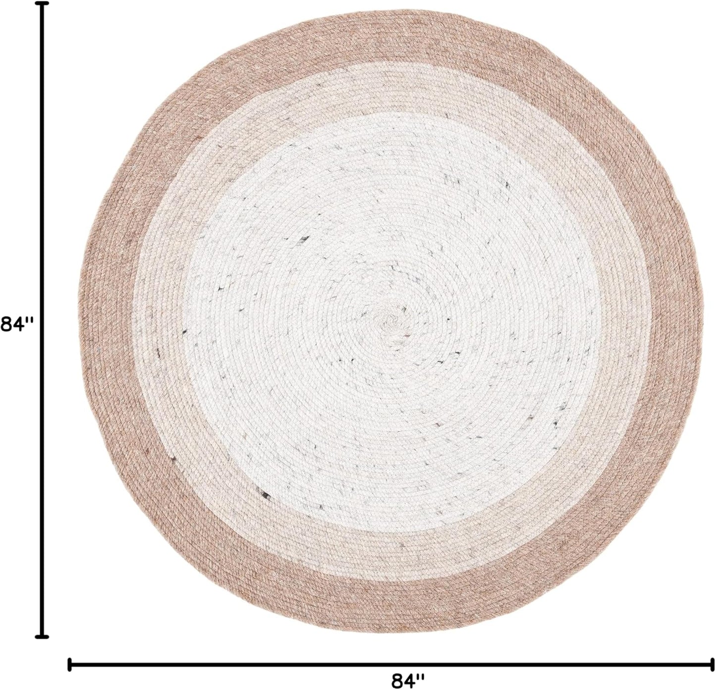 SAFAVIEH Braided Collection 7' Round Beige/Ivory BRD903B Handmade Country Cottage Reversible Wool Entryway Foyer Living Room Bedroom Kitchen Area Rug