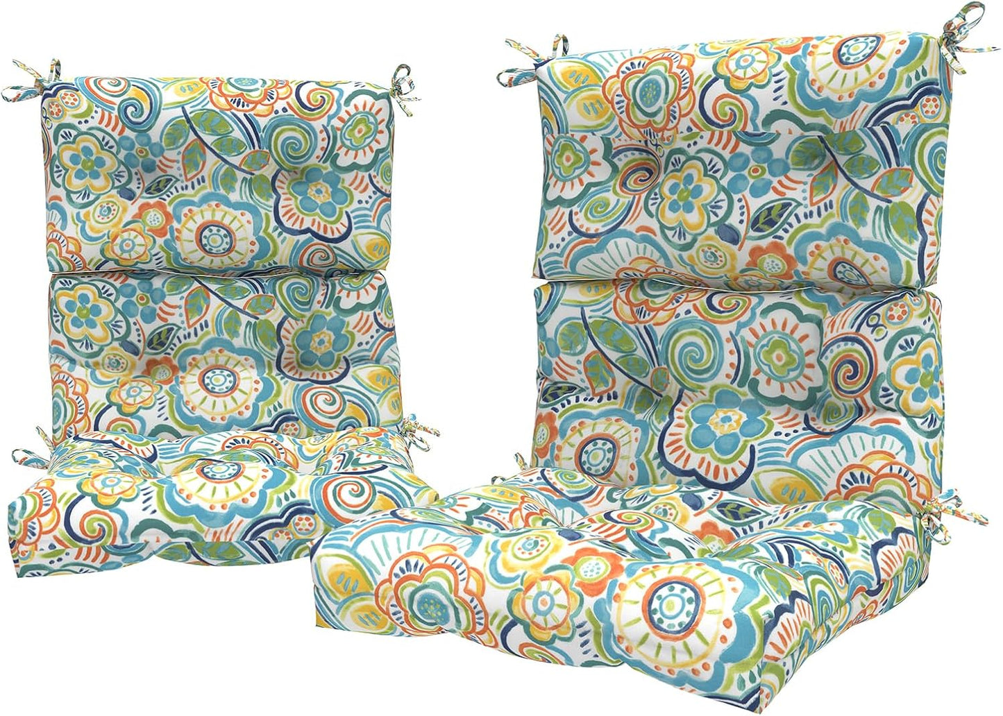 LVTXIII Outdoor Low Back Chair Cushions, Seasonal Replacement Adirondack Chair Cushion with Ties, Patio Waterproof Seat Cushions for Home Garden Use, 21 W x 21 D, Set of 2, Pretty Paisley