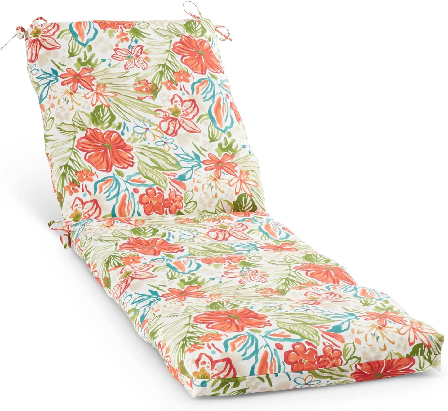 South Pine Porch Outdoor Reversible Chaise Lounge Chair Cushion with String Ties, Jamboree Paisley