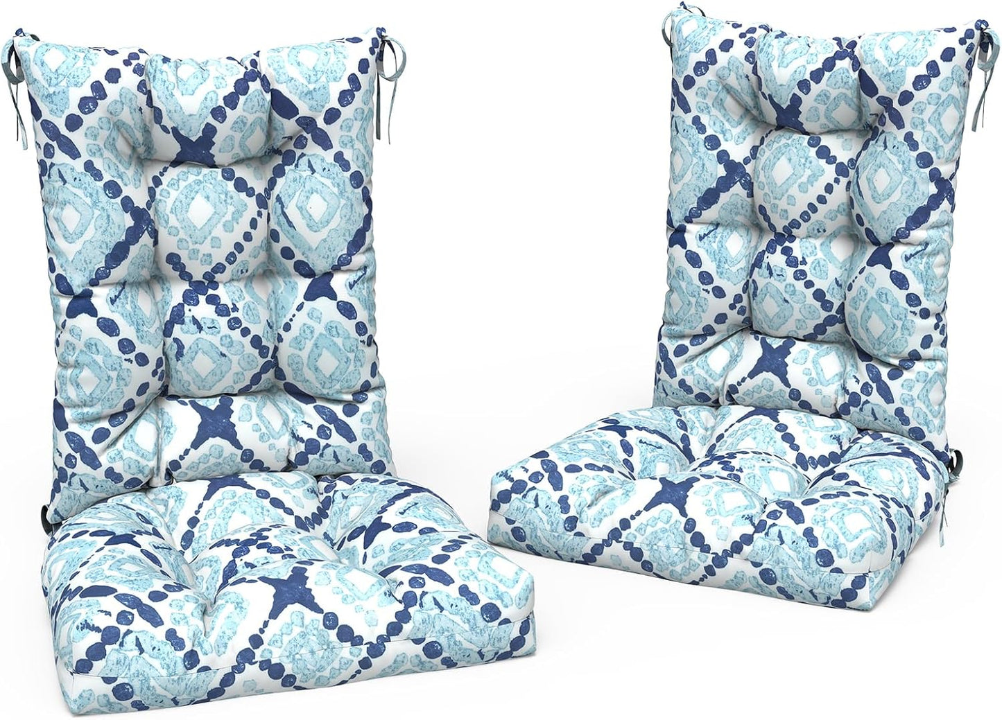 LVTXIII Outdoor/Indoor Rocking Chair Cushion Set with Thick Padding, All Weather Patio Tufted Seat and Back Cushion with Ties for Home and Garden Rocker, 38x17x3, 2 Count, Faylinn Shadow Paisley