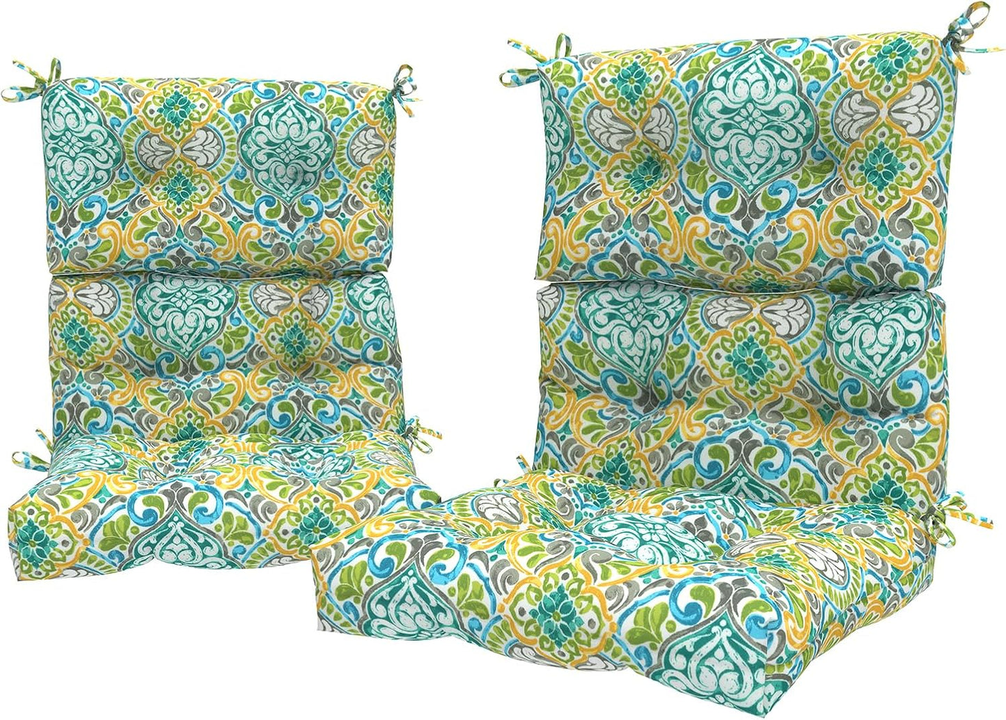 LVTXIII Outdoor Low Back Chair Cushions, Seasonal Replacement Adirondack Chair Cushion with Ties, Patio Waterproof Seat Cushions for Home Garden Use, 21 W x 21 D, Set of 2, Pretty Paisley