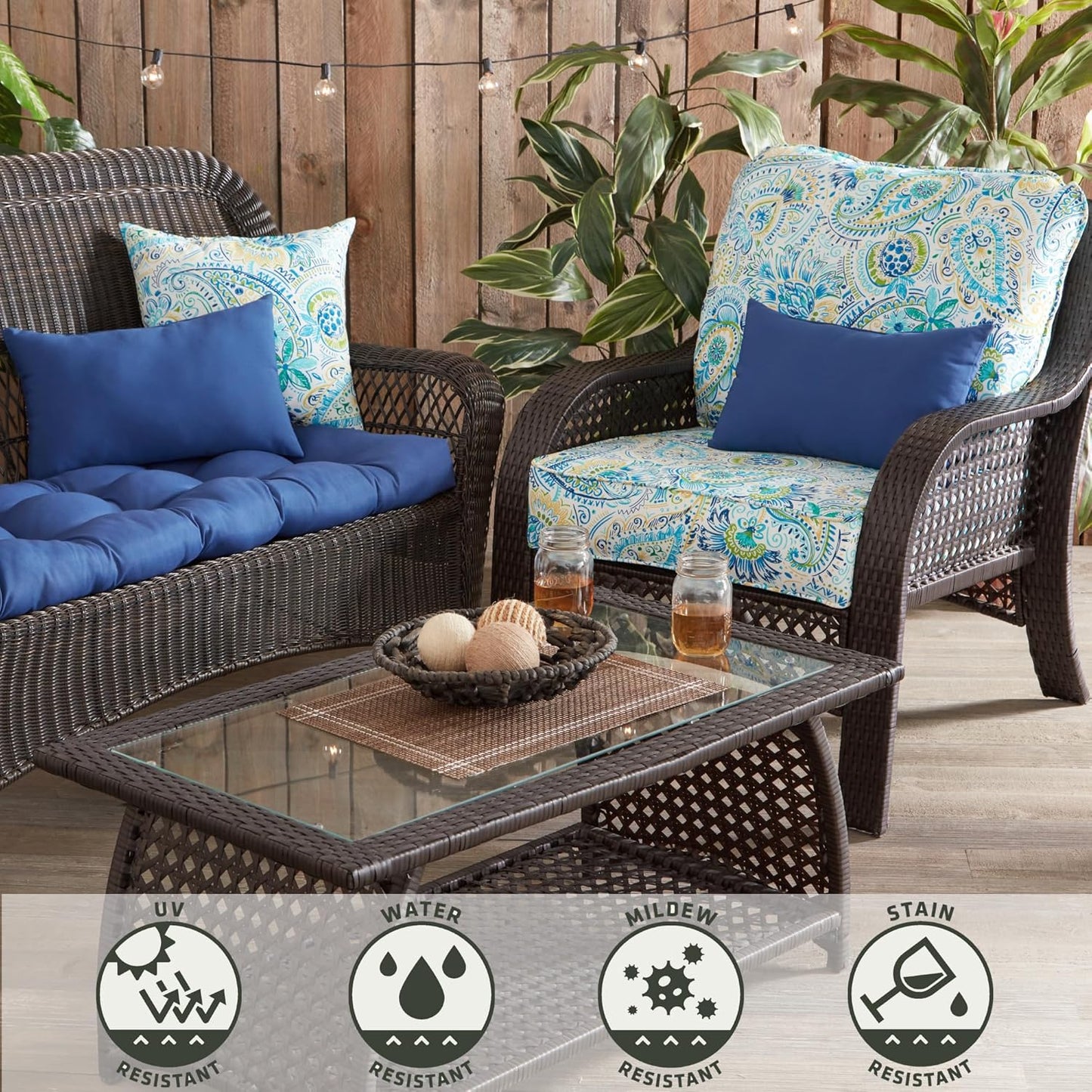 Greendale Home Fashions 2-Piece Outdoor Deep Seat Cushion Set, Paisley