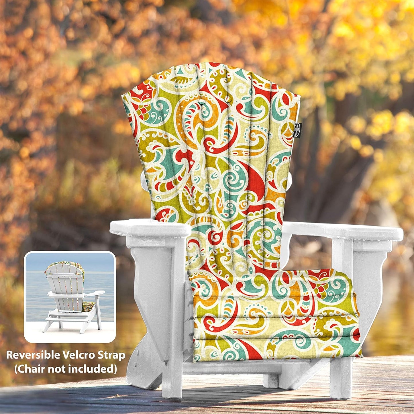 JCA Outdoor All-Weather Patio Chair seat Cushion, Quick Drying Fabric - Adirondack Chair Cushion for Your Chair-Chair not Included (Paisley)