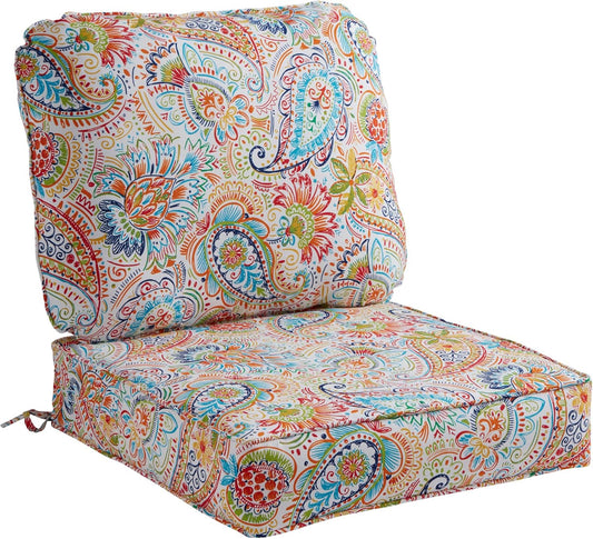 South Pine Porch Outdoor 2-Piece Deep Seat Cushion Set, Jamboree Paisley