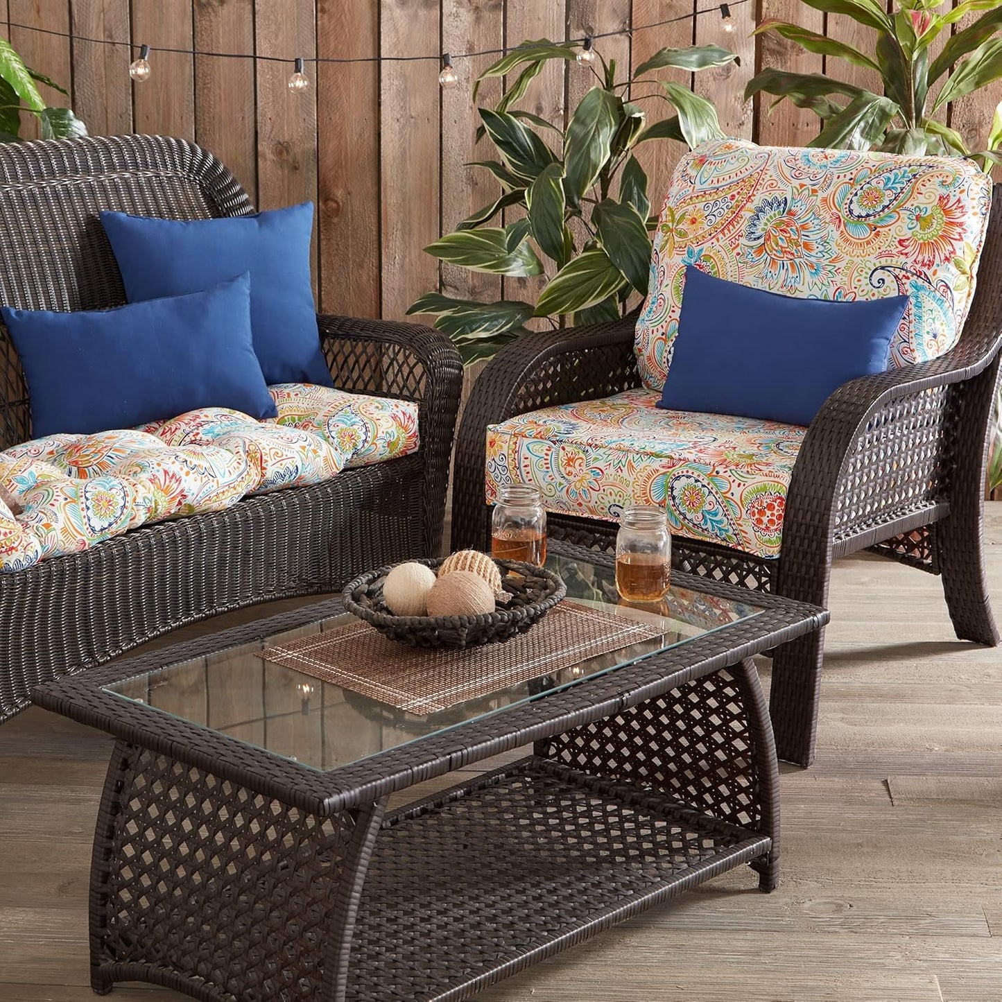 South Pine Porch Outdoor 2-Piece Deep Seat Cushion Set, Jamboree Paisley