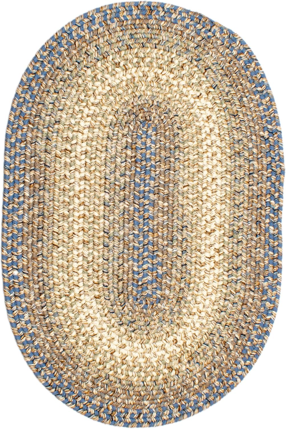Super Area Rugs Braided Rugs Round 4ft Farmhouse Kitchen Rug - Ridgewood Gray Braided Rug for Dining Room Table - Reversible - Indoor/Outdoor - Made in USA - Graphite/Beige, 4' Round