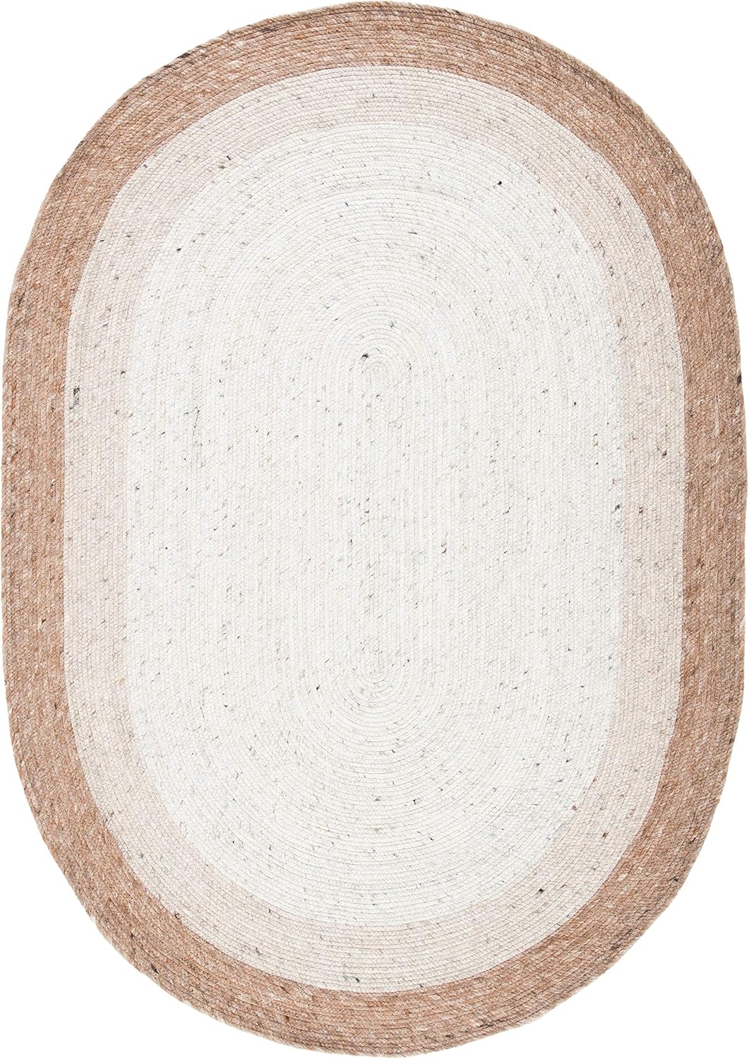 SAFAVIEH Braided Collection 7' Round Beige/Ivory BRD903B Handmade Country Cottage Reversible Wool Entryway Foyer Living Room Bedroom Kitchen Area Rug