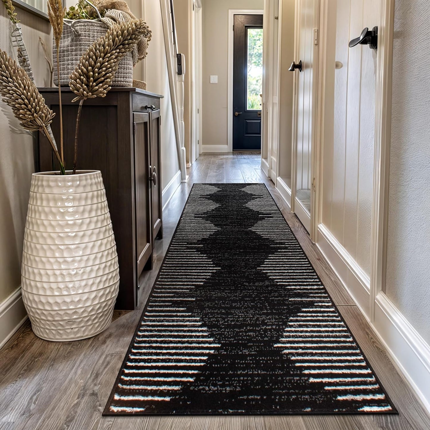 Rugshop Bohemian Stripe Stain Resistant High Traffic Living Room Kitchen Bedroom Dining Home Office Round Rug 8' Cream