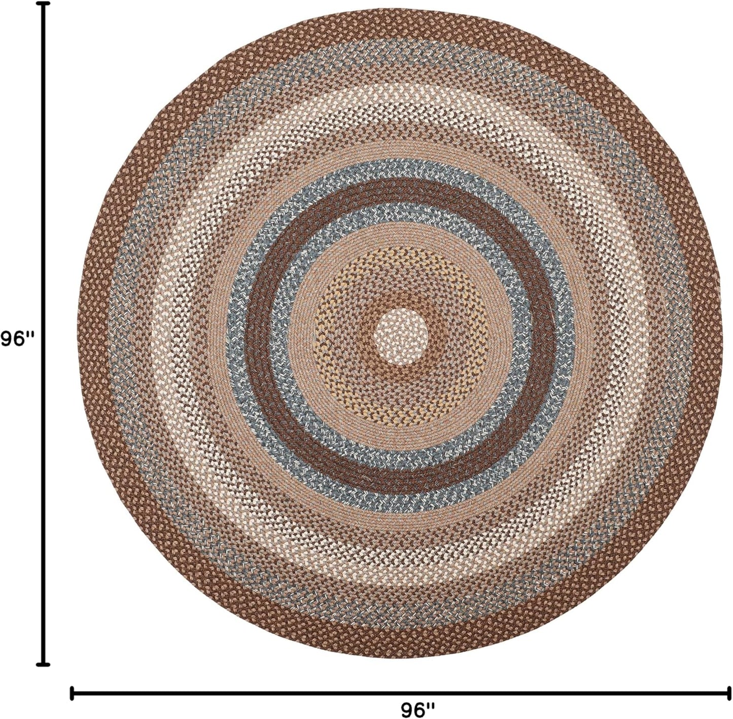SAFAVIEH Braided Collection Area Rug - 8' Round, Brown & Multi, Handmade Country Cottage Reversible, Ideal for High Traffic Areas in Living Room, Bedroom (BRD313A)