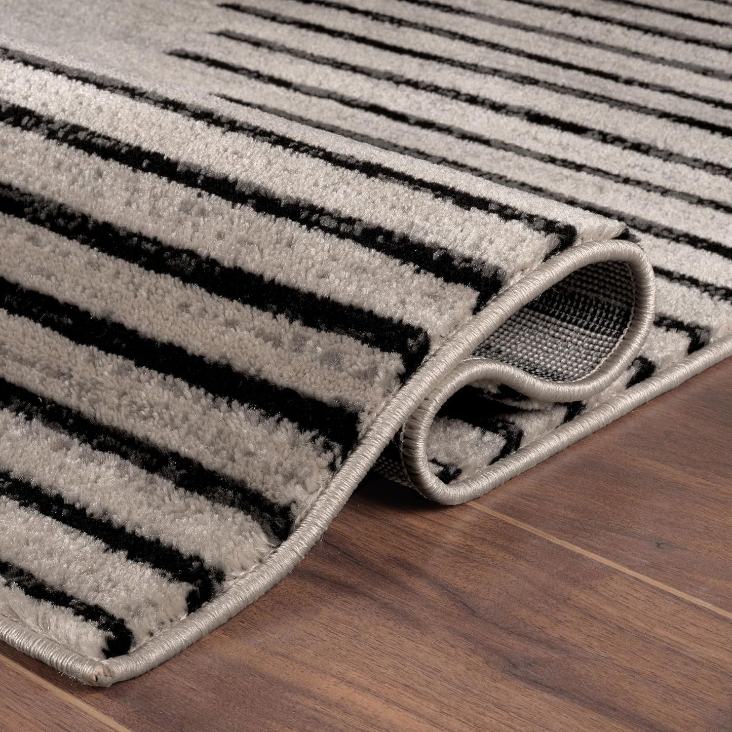 Rugshop Bohemian Stripe Stain Resistant High Traffic Living Room Kitchen Bedroom Dining Home Office Round Rug 8' Cream