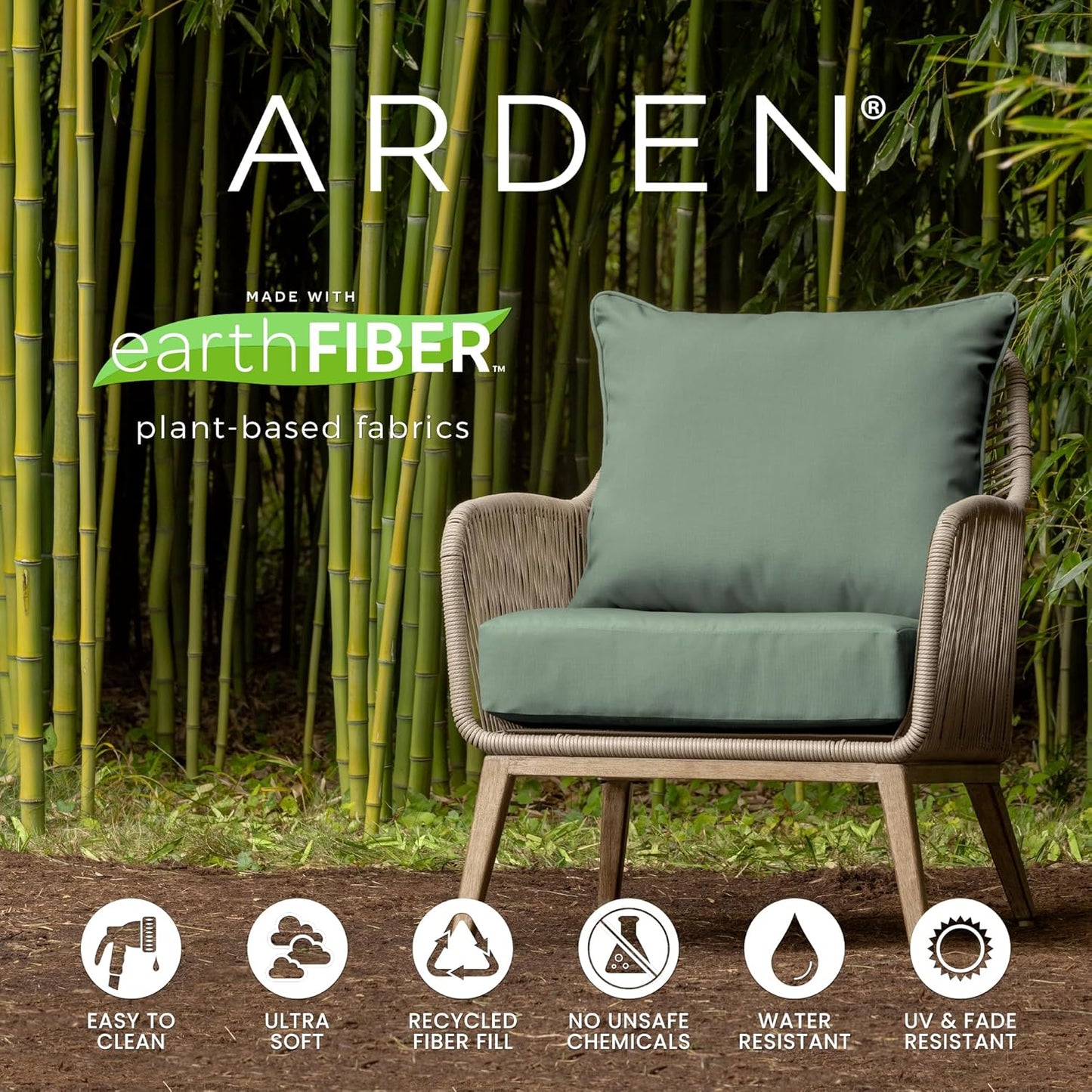 Arden earthFIBER Plush Modern Tufted Polyfill Dining Chair Cushion, Set of 2, 21 x 40, Water Repellent, Fade Resistant, Sapphire Blue Ridge Paisley