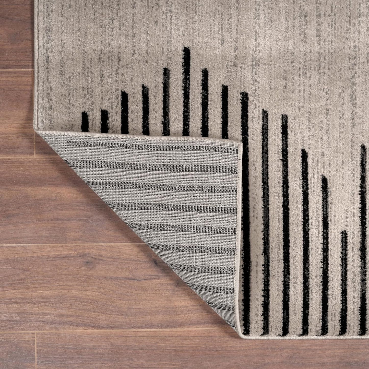 Rugshop Bohemian Stripe Stain Resistant High Traffic Living Room Kitchen Bedroom Dining Home Office Round Rug 8' Cream