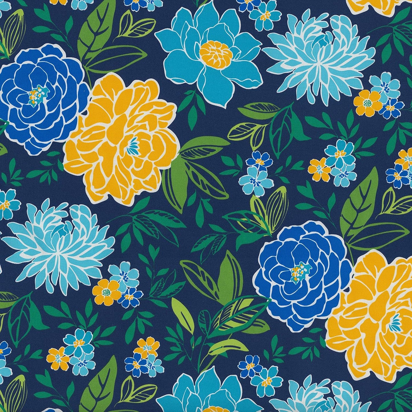Pillow Perfect Floral Indoor/Outdoor Chair Seat Cushion, Tufted, Weather, and Fade Resistant, 19" x 19", Blue/Yellow Spring Bling, 2 Count